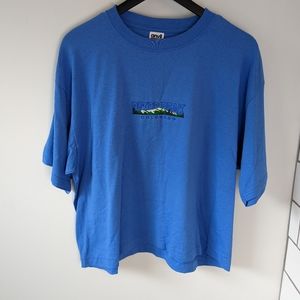 NEW Vintage Deadstock Pike's Peak Boxy Cropped Tourism Colorado Blue T Shirt